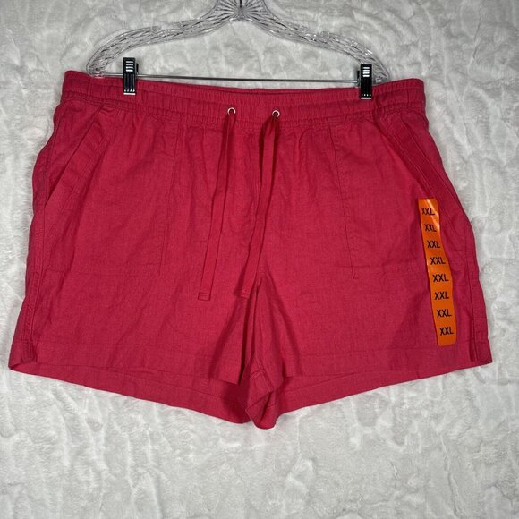 Nautica Pants - Nautica Linen Viscose Pull On Casual Shorts Pink Drawstring Pockets ~ Size XXL
